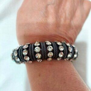 Chico's Black Stretch Bracelet with Clear Stones
